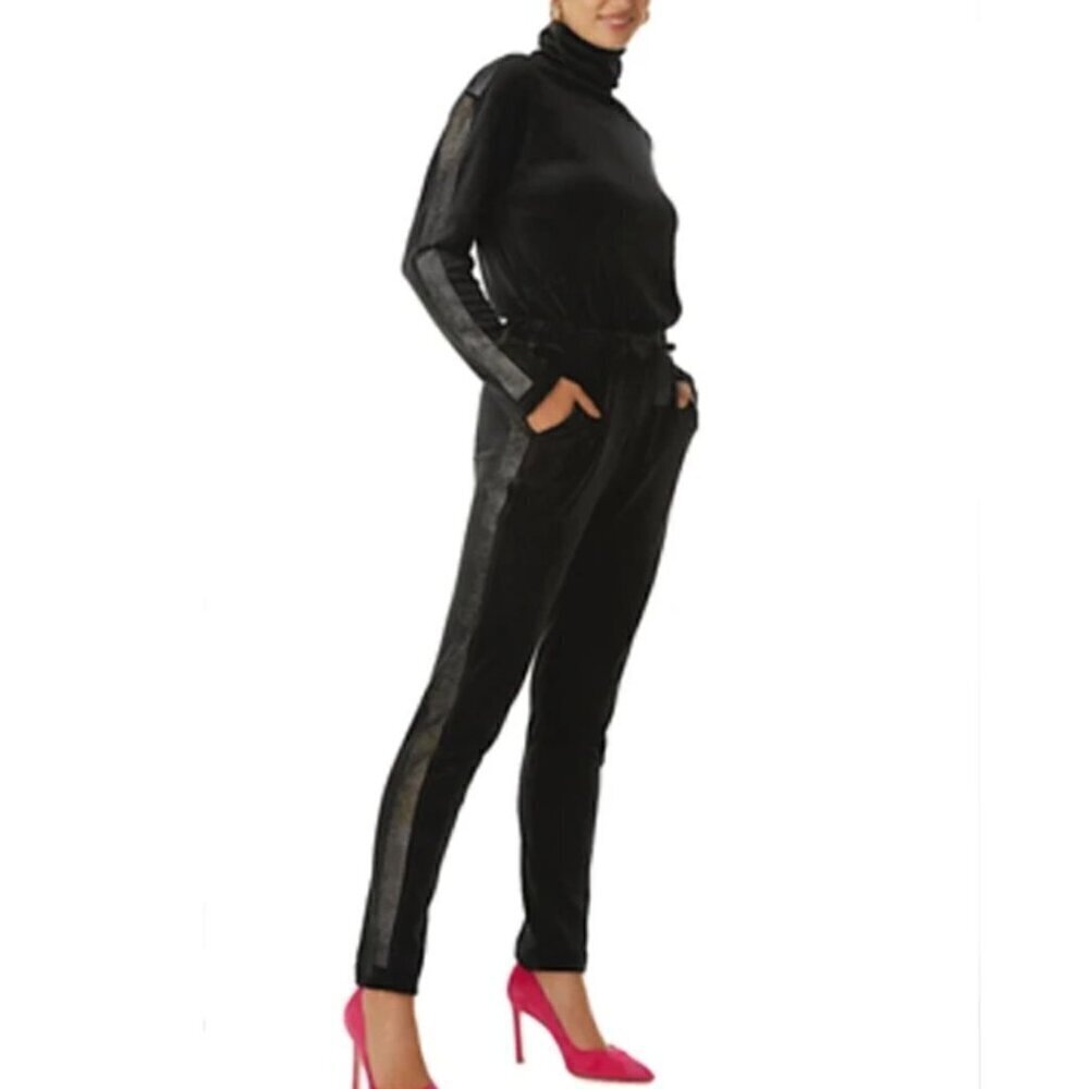 Juicy Couture Velour Jumpsuit Y2K Black Ombre Stripe Bling Logo